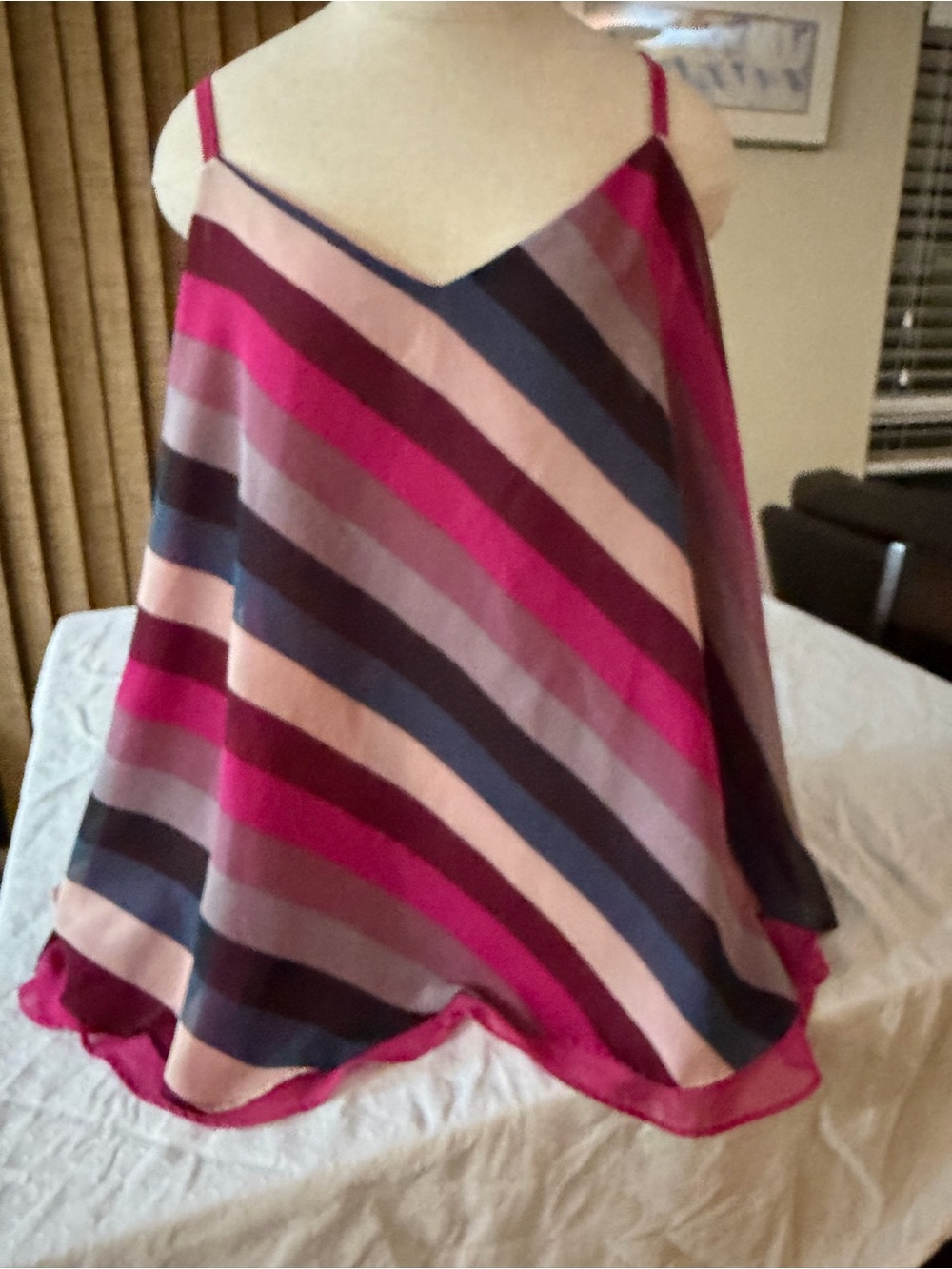 torrid Pink, Navy & Plum Diagonal Stripe Circle Cami